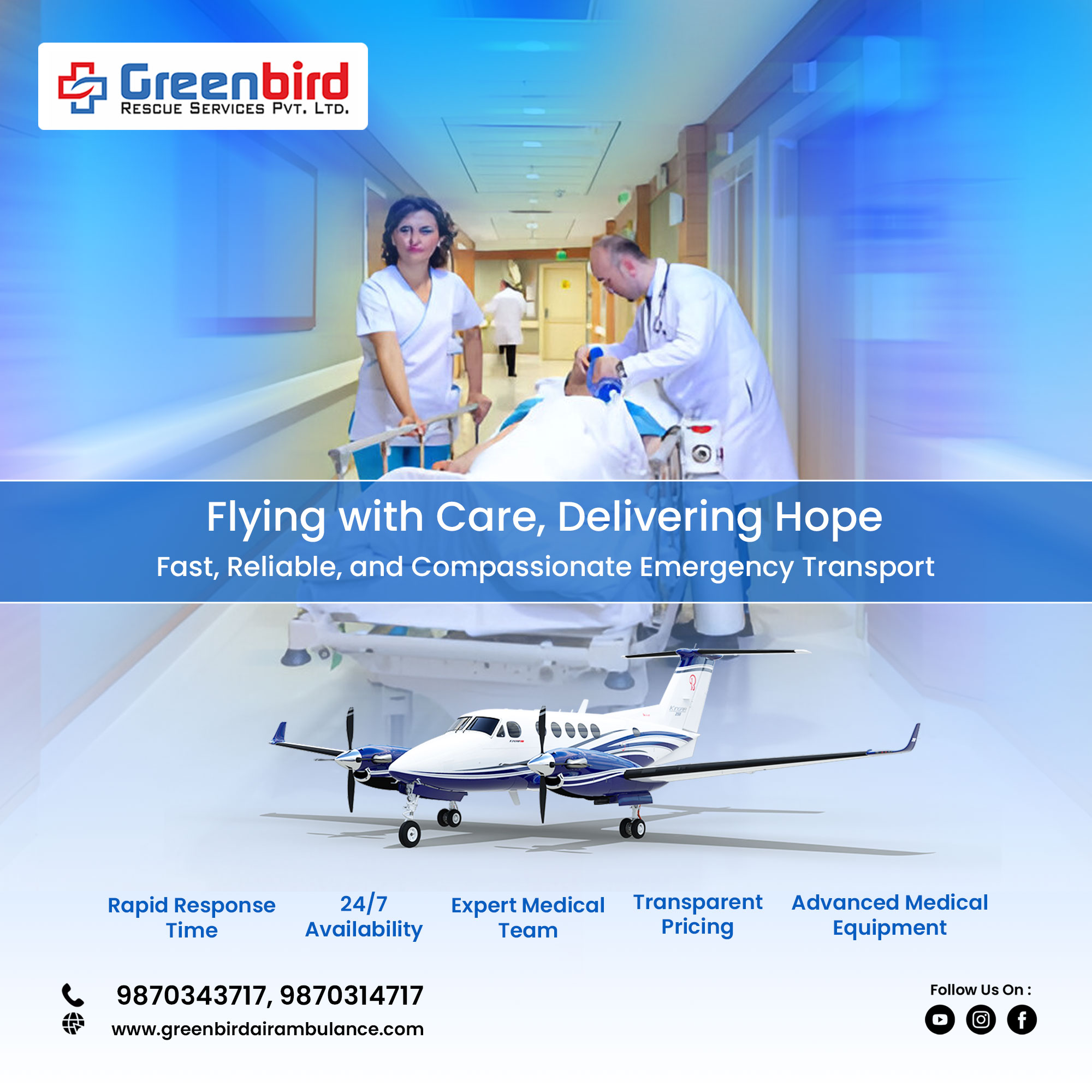 Get the Medically Equipped Greenbird Air and Train Ambulance Service in Patna that is Available Round the Clock